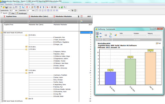 Varial Personalwesen-Software Personalkosten Reporting Auswertung mit Grafik
